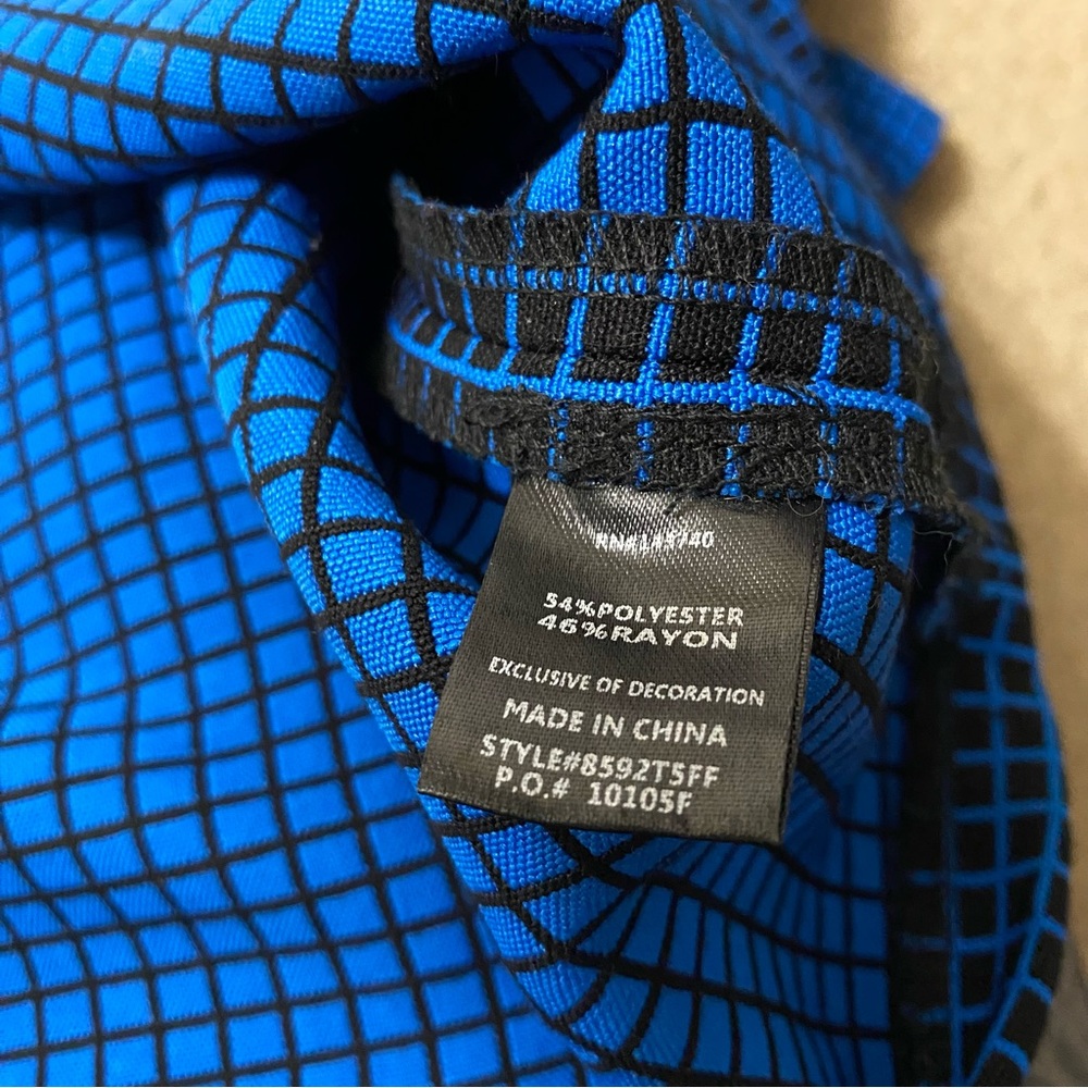English Factory blue black thick structured checkered print boxy Top size small - Picture 12 of 12